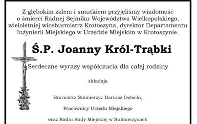 Zdjęcie do W WIEKU 42 LAT ZMARŁA JOANNA KR&Oacute;L-TRĄBKA