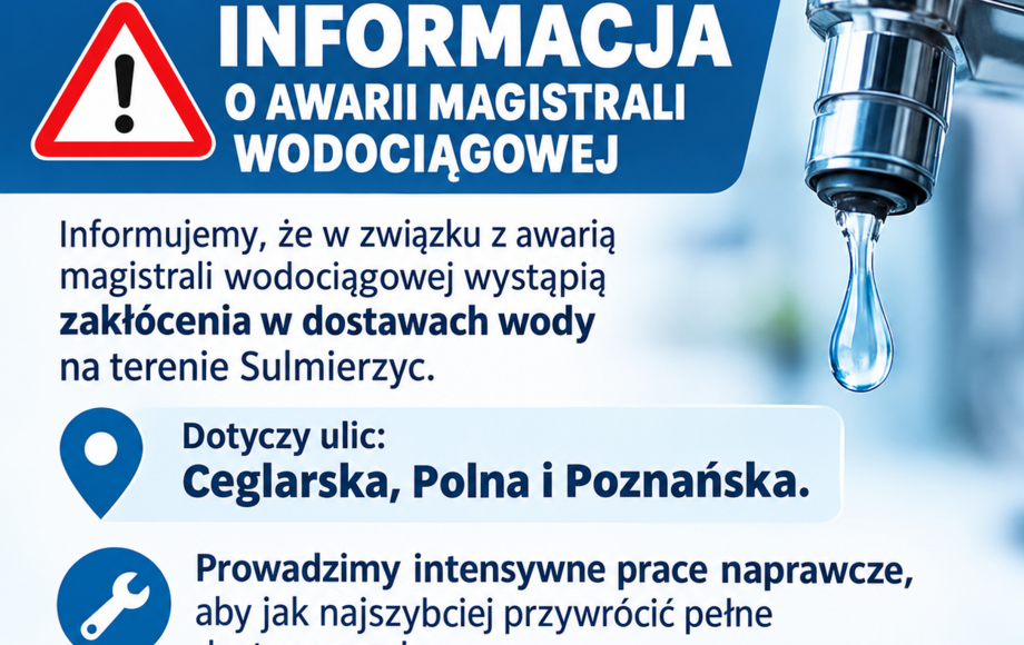 Awaria wodociągowa w Sulmierzycach